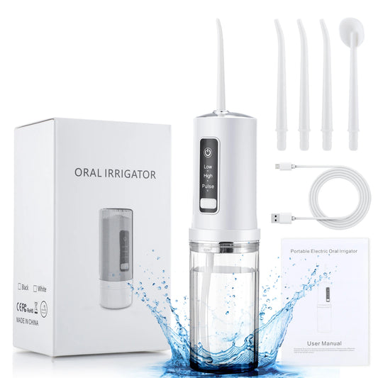 Portable Oral Irrigator USB Rechargeable Water Flosser Dental Water Jet 230ML Water Tank Waterproof Teeth Cleaner For Oral Care